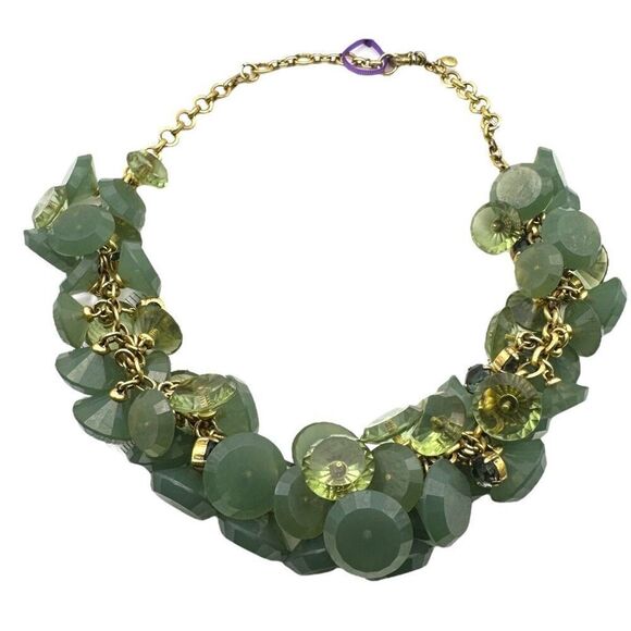 J. CREW Designer Green Lucite Chunky Seafoam Acrylic Bead Statement Necklace RAR - Picture 1 of 7
